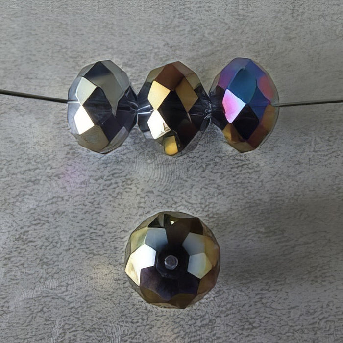 Glas Abacco Rondelle dunkelblau AB  Facetiert 12x8mm 1 Stück