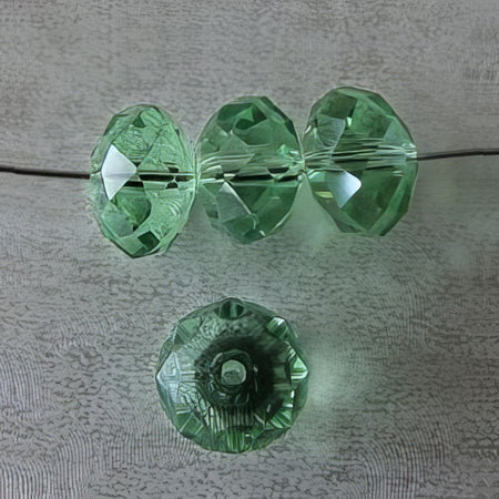 Glas Abacco Rondelle grün  Facettiert 12x8mm 1 Stück