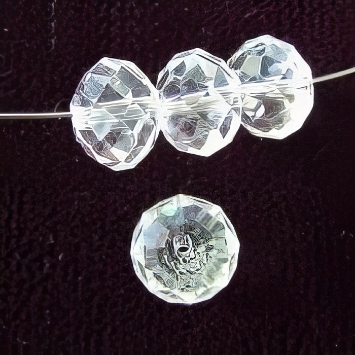 Glas Abacco Rondelle klar AB  Facettiert 12x8mm 1Stück