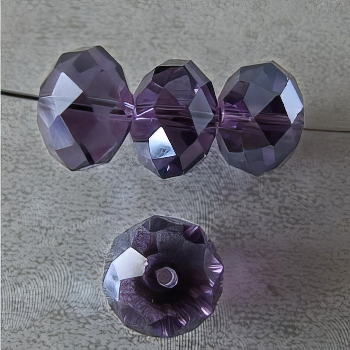 Glas Abacco Rondelle violett 12x8mm 1 Stück