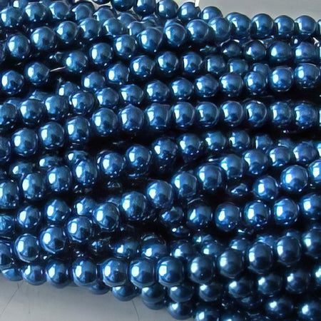 Glasperle ozeanblau Perlenschimmer 8mm 20 Stück