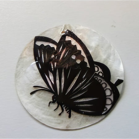 Anhänger Capiz Shell Schmetterling schwarz  50mm 1 Stück