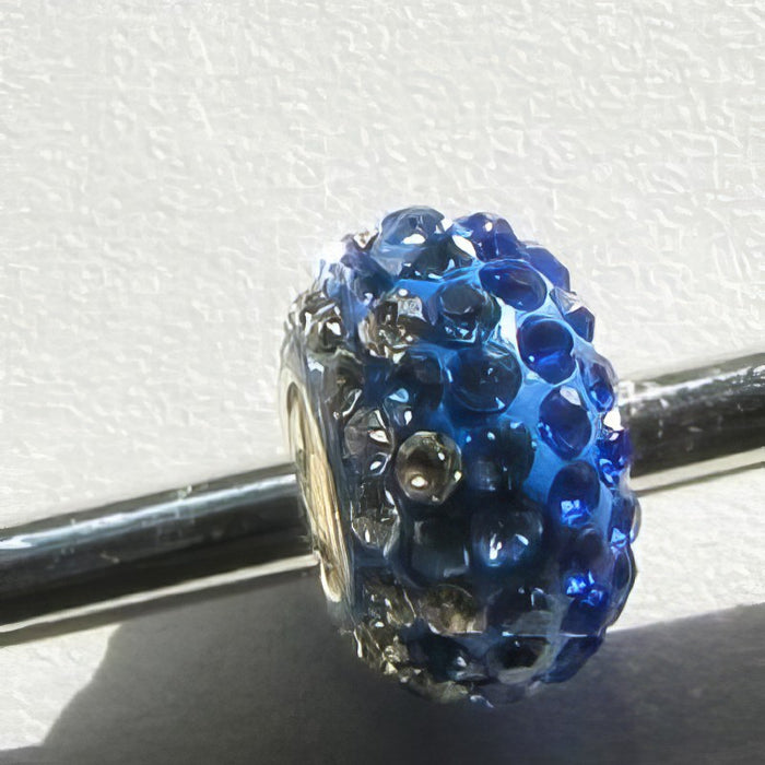 Easy style Perle 925 mit Strass-Steinchen blau 1 Stück