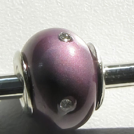 Easy style lila Muschelkern Perlen mit Swarovski Steinchen 1 Stück