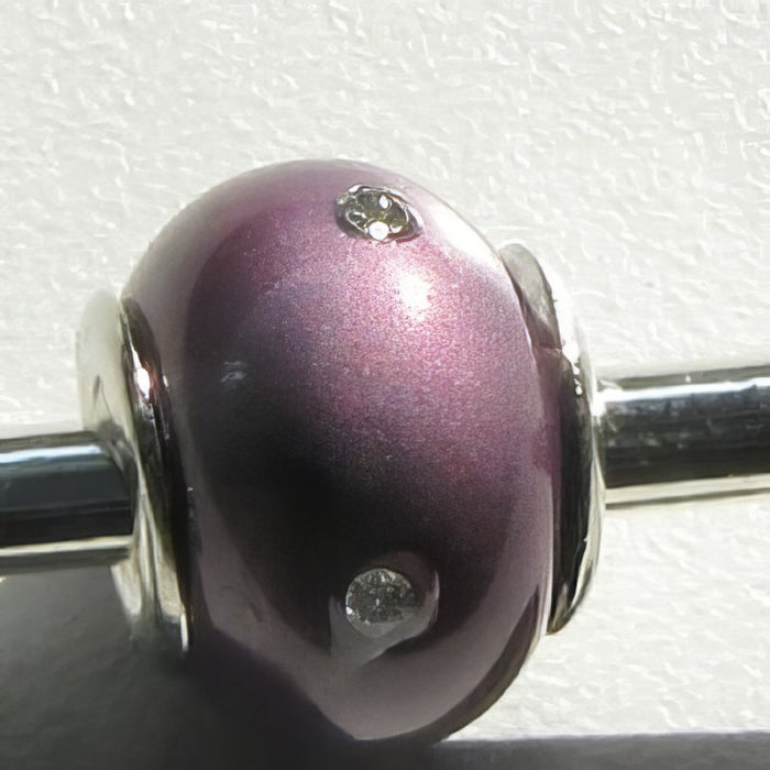 Easy style lila Muschelkern Perlen mit Swarovski Steinchen 1 Stück