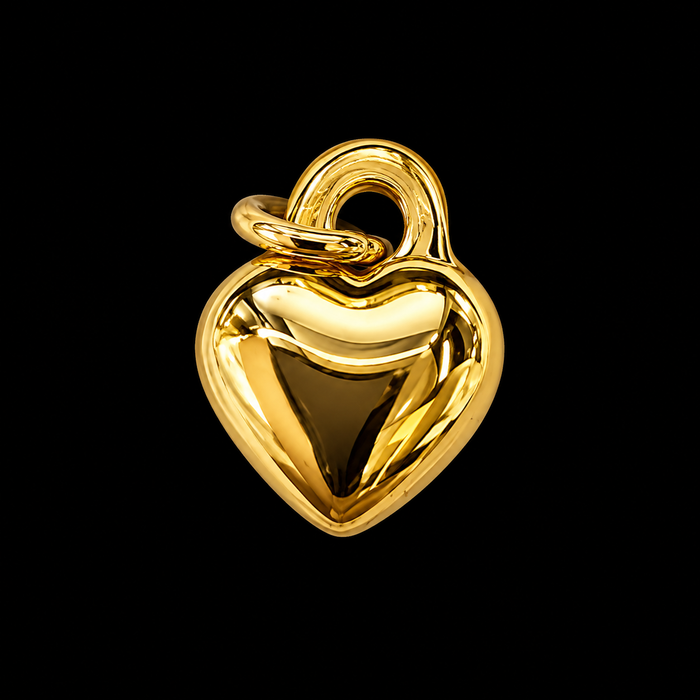 Pendentif cœur 3D en acier inoxydable doré 9x7mm 1 pièce