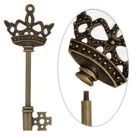 Neu Wechselanhänger Schlüssel bronze Krone 70x30mm / 32mm zum bestücken 1 Stück