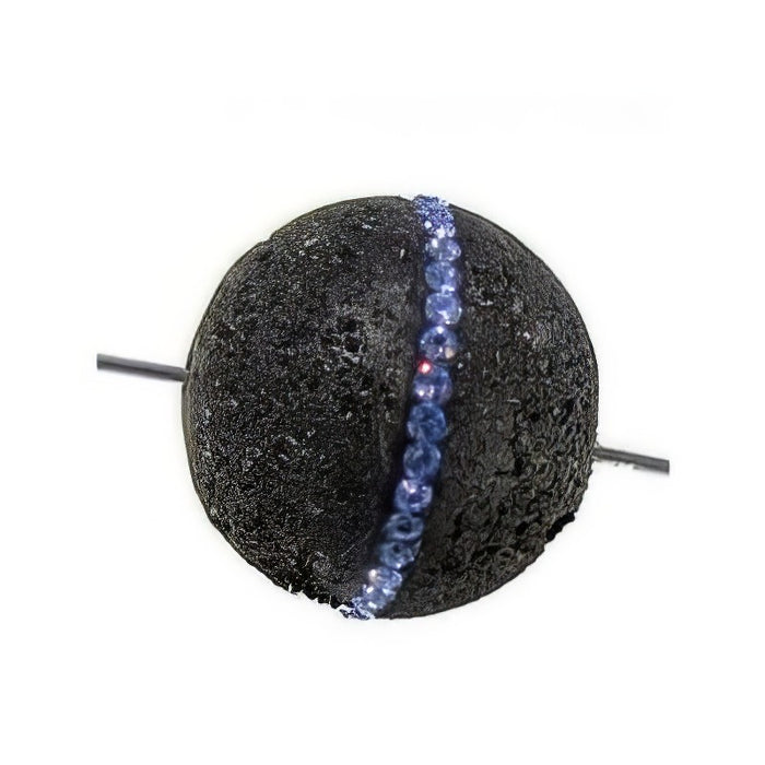 Lavaperle schwarz 24mm mit Swarovski blau 1 Stück