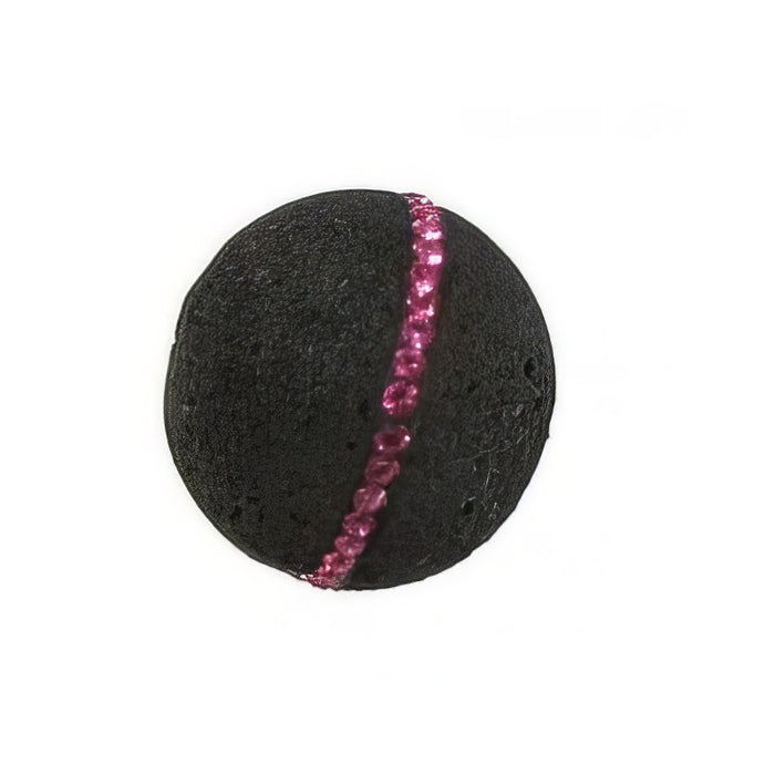 Lavaperle schwarz 24mm mit Swarovski Pink 1 Stück