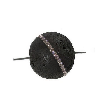 Lavaperle schwarz 24mm mit Swarovski Sand 1 Stück