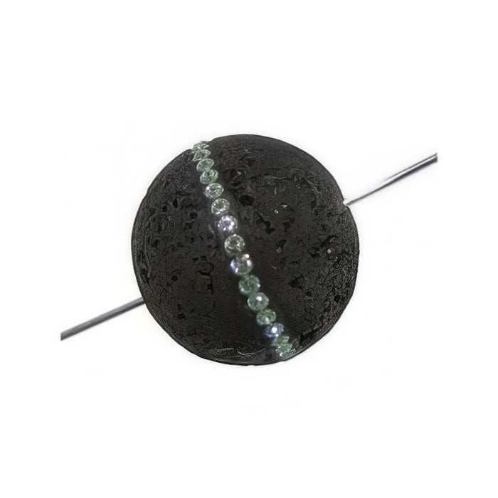 Lavaperle schwarz 24mm mit Swarovski peridot 1 Stück
