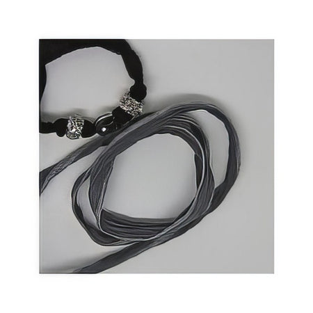 Wickelarmband Seide grau metallic ca.81x1.5cm