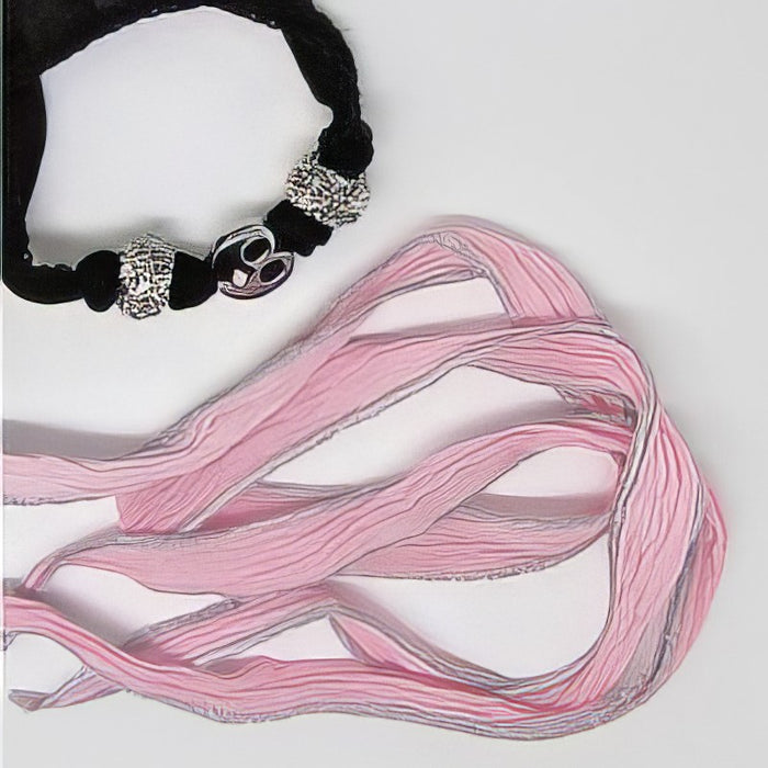 Wickelarmband Seide rosa metallic ca.81x1.5cm