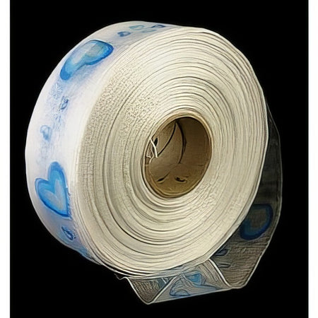 Organza 40mm mit blauen Herzen 1m