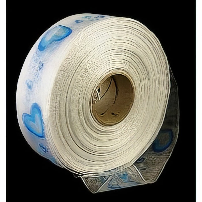 Organza 40mm mit blauen Herzen 1m