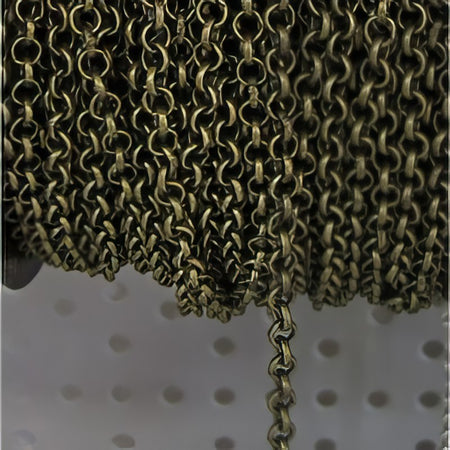 Rolo Kette 4mm Durchmesser, 1mm x 4mm bronzef. 1m