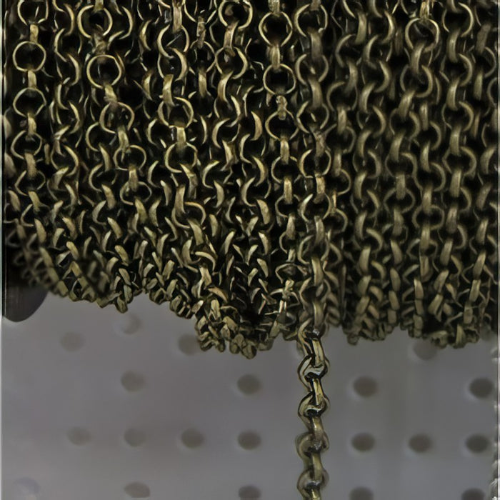 Rolo Kette 4mm Durchmesser, 1mm x 4mm bronzef. 1m