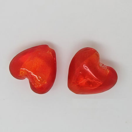 Glasperle Herz Orange-Rot 15mm 1 Stück