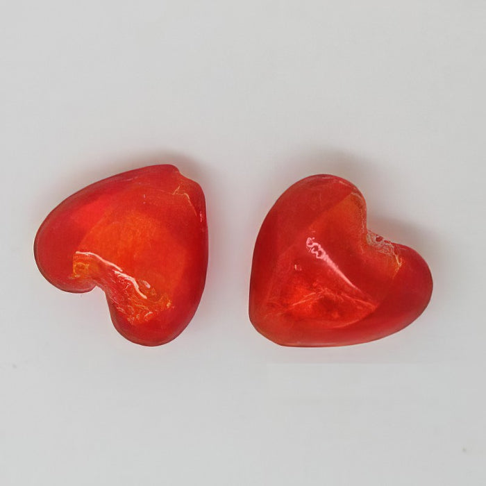 Glasperle Herz Orange-Rot 15mm 1 Stück