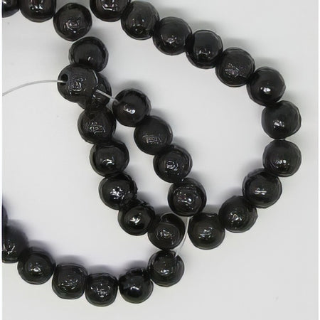 Glasperle schwarz mit Struktur Perlenschimmer 8mm  20Stück