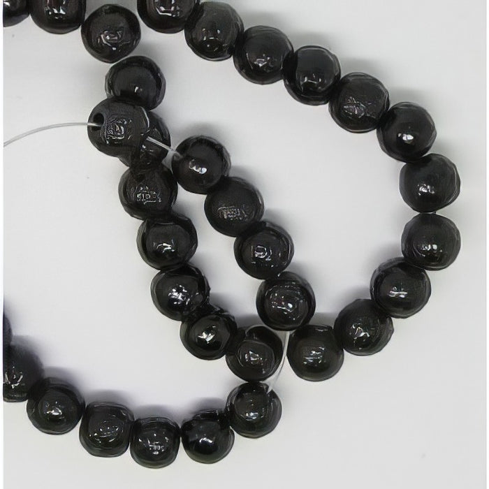 Glasperle schwarz mit Struktur Perlenschimmer 8mm  20Stück