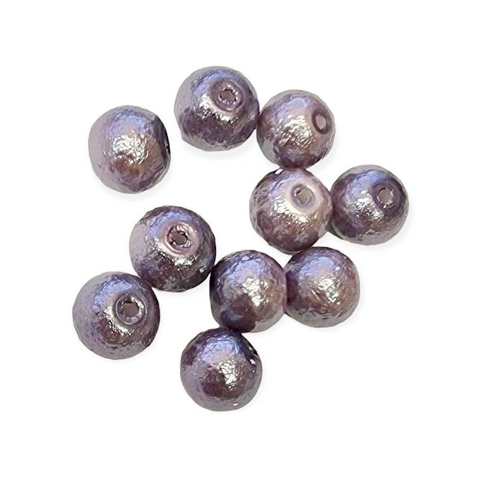 Glasperle lila mit Struktur Perlenschimmer 8mm 20 Stück
