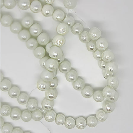 Glasperle weiss mit Struktur Perlenschimmer 8mm  20Stück