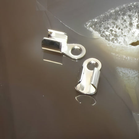 Quetsch Kord-Kappe 5mm gross Silber 10 Stück
