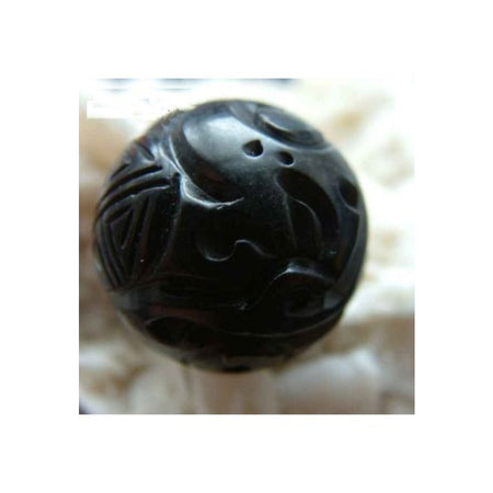 Jet Carved 20mm 1 Stück grosse Perle