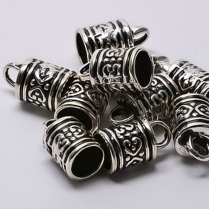 Kordkappe 9.6x16mm platinfarben Herz 10 Stück