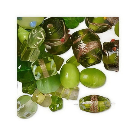Glasperlen Mix Frühlings grün 100gr