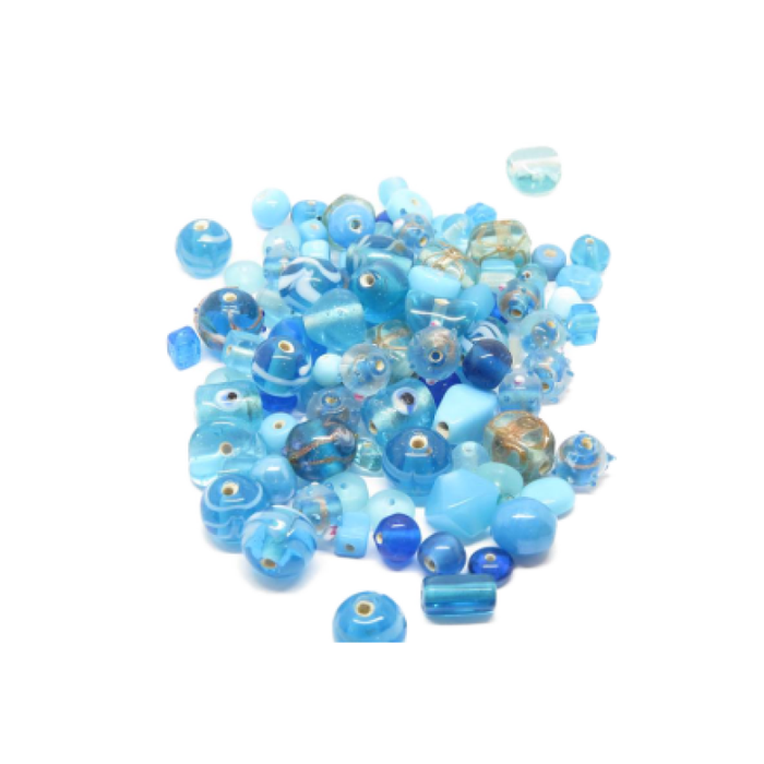 Glasperlen Mix türkis blau 100gr
