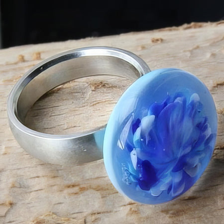 Glasperle 20mm hellblau Ring 16-21mm Online