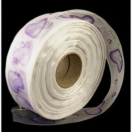 Organza 40mm mit violetten Herzen pro 1m