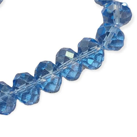 Glas Abacco Rondelle mittelblau Facettiert 12x8mm 1 Stück