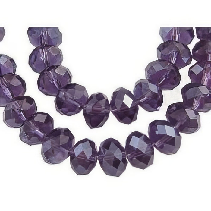 Glas Abacco Rondelle dunkel violett 12x8mm 1 Stück