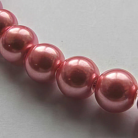 Glasperle dunkelrosa Perlenschimmer 8mm 20 Stück