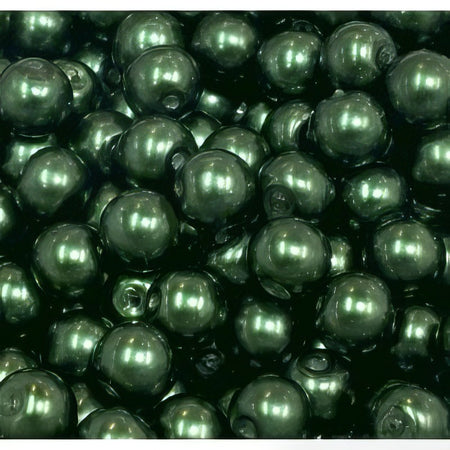 Glasperle Dunkelgrün Perlenschimmer 8mm  20Stück