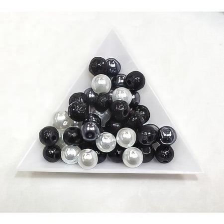 Glas Black and white mix Perlenschimmer 8mm  30gr.