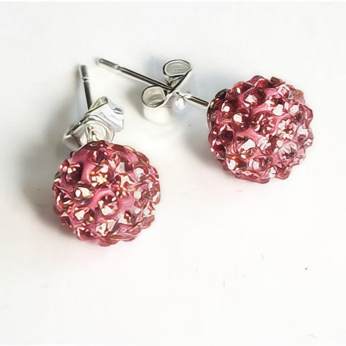 Ohrstecker 8mm mit Stass pink