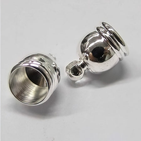 Kord-Kappe Silberfarben rille 10x7mm 10Stk.