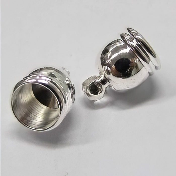 Kord-Kappe Silberfarben rille 13.3x10mm 10Stk.