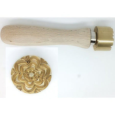 Messing Stempel Rose mit Holzgriff 1 Stück