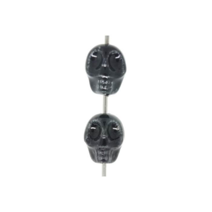 Porzellanperle Totenkopf schwarz 1 Stück