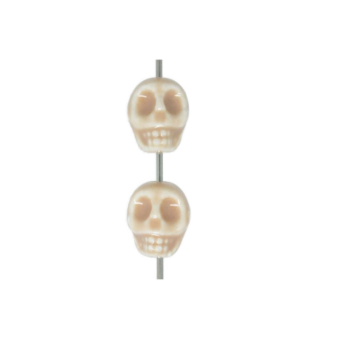 Porzellanperle Totenkopf creme 1 Stück