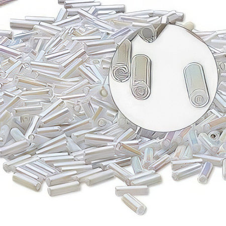 Stiftperlen Glas weiss Perlenschimmer