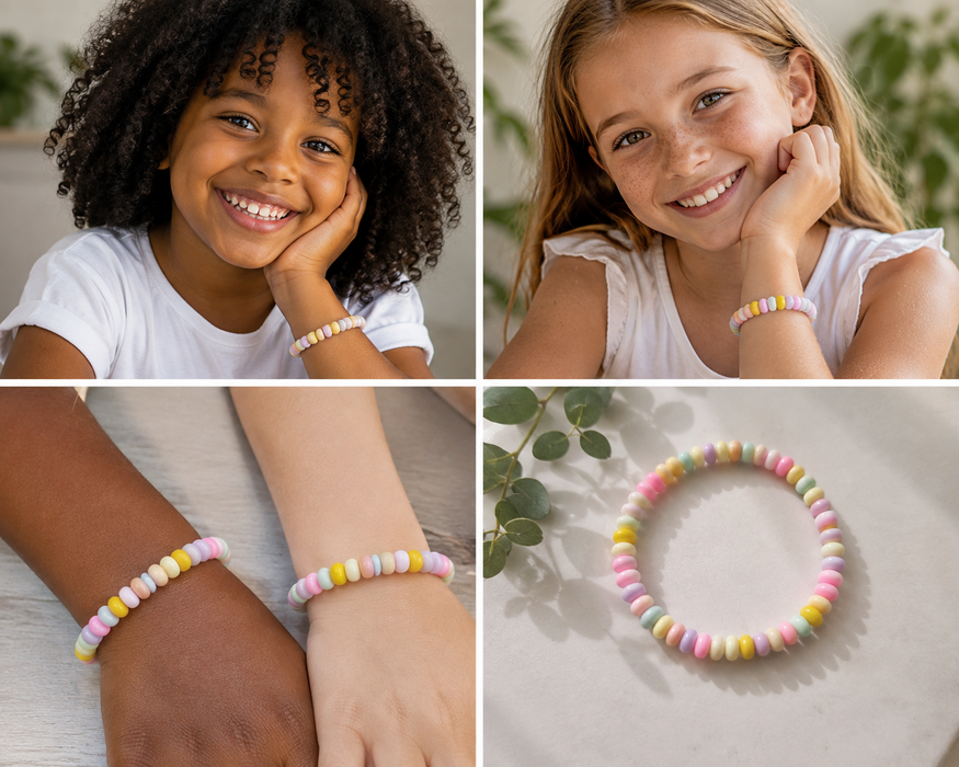 Bracelets with a cool color mix, glass rondelles, 2 pieces