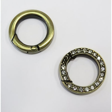 Ringkarabiner gross 24x4mm bronze mit Steinchen  1 Stück