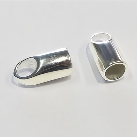 Kord-Ende Kappe "Giny" Silberf. 12x6mm 2 Stück