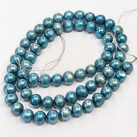 Süsswasserperle grün/blau 6mm 1 Stang.